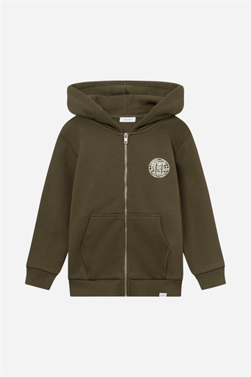 Les Deux Globe Zipper Hoodie - Olive Night/Ivory